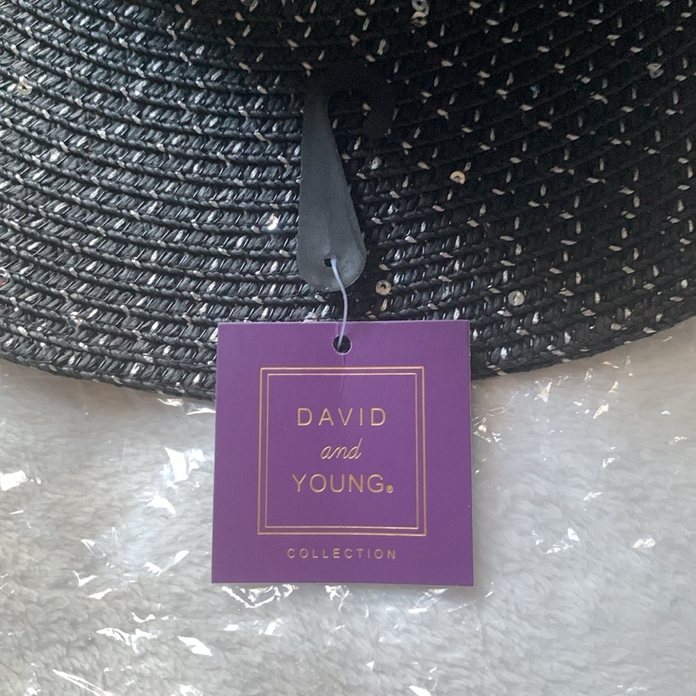 David and Young Collection sequin/stone black Cowboy strawhat - Picture 3 of 13